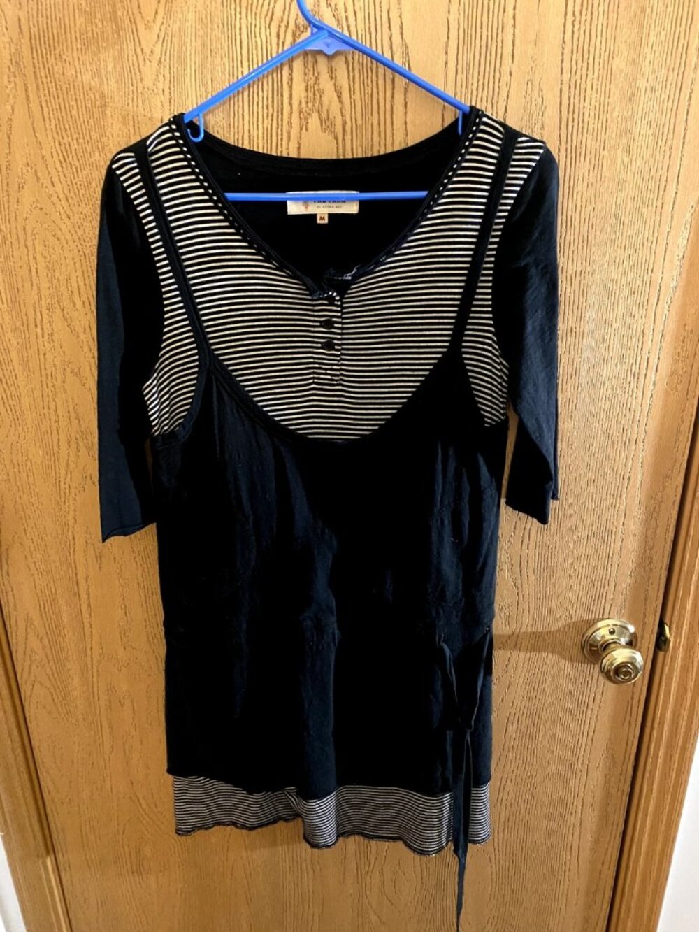 Women's fake two-piece dress half sleeve US Size S